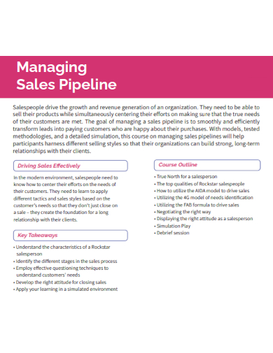 sample managing sales pipeline template