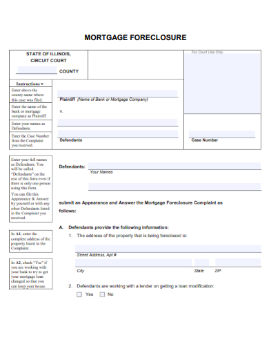sample mortgage foreclosure form template