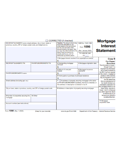 sample mortgage interest statement form template
