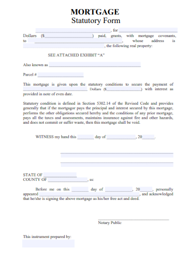 sample mortgage statutory form template