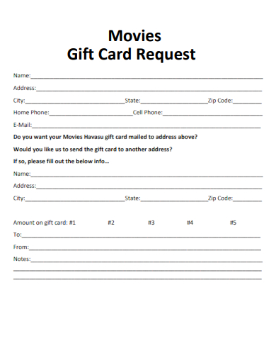 sample movies gift card request template