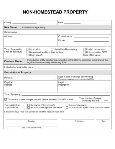 sample non homestead property form template