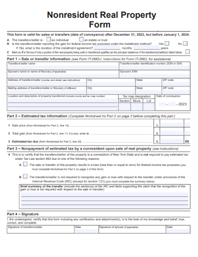 sample nonresident real property form template
