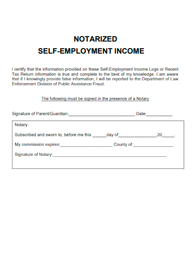 sample notarized self employment income template