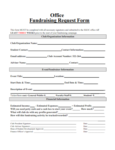 sample office fundraising request template
