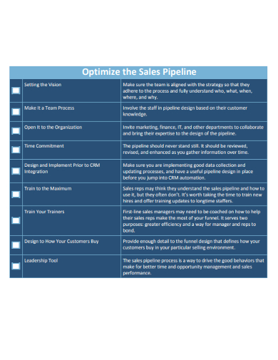 sample optimize the sales pipeline template