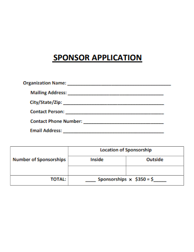 sample organization sponsor application template