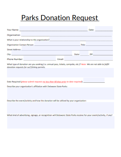 sample parks donation request template
