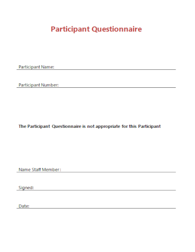 sample participant questionnaire professional template
