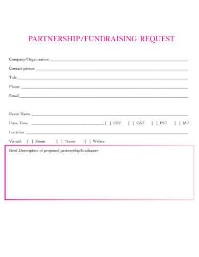 sample partnership fundraising request template