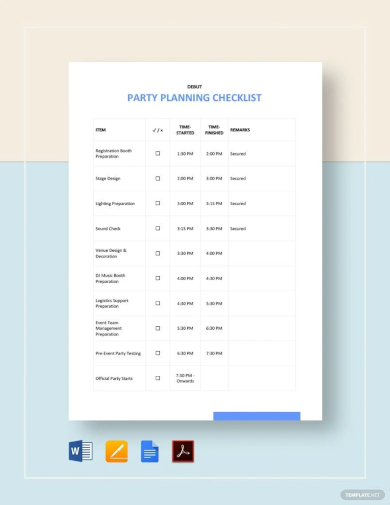 sample party planning checklist template