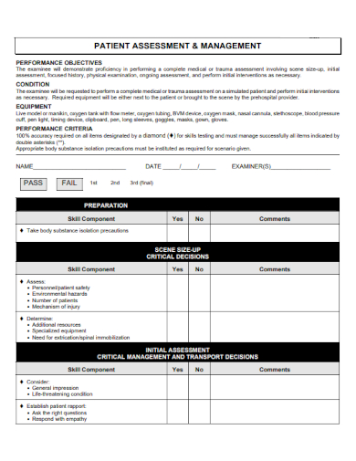 sample patient assessment management form template