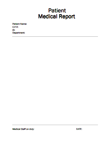 sample patient medical report template