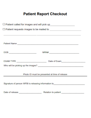 sample patient report checkout template