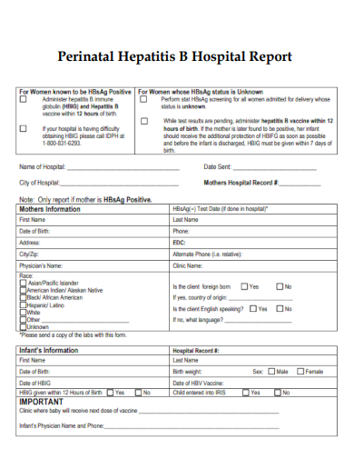sample perinatal hepatitis b hospital report template