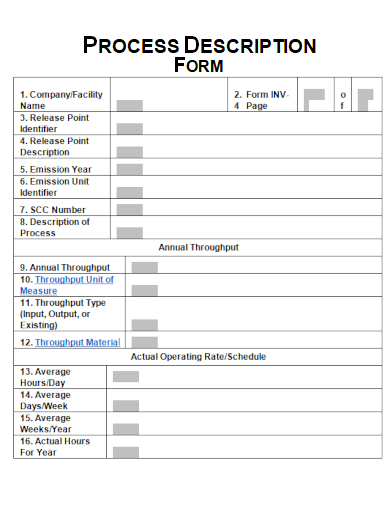 sample process description form template