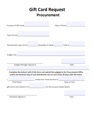sample procurement gift card request template