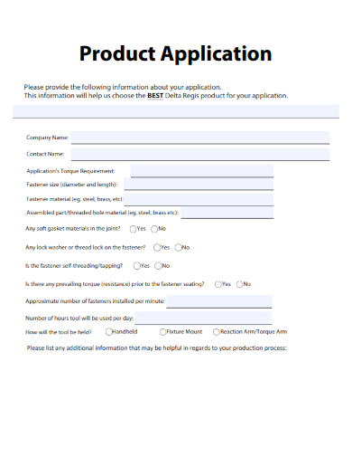 sample product application template