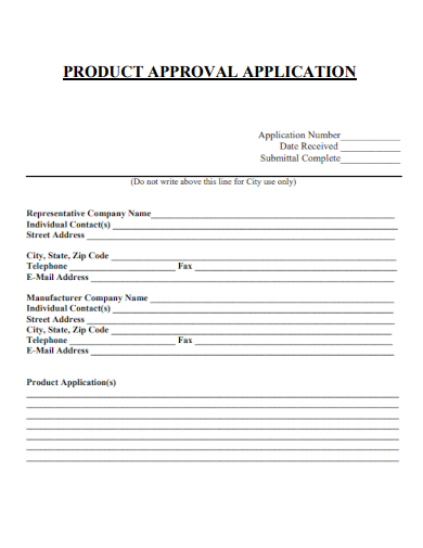 sample product approval application template