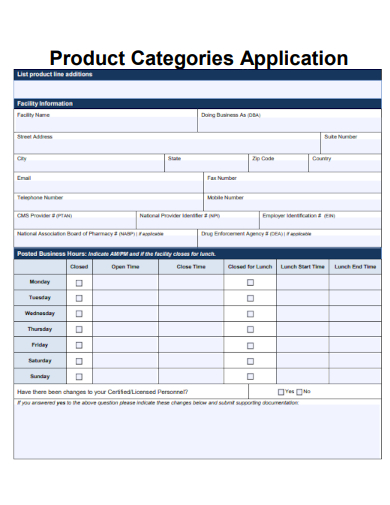 sample product categories application template