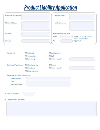 sample product liability application template
