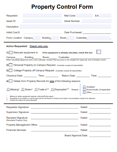 sample property control form template