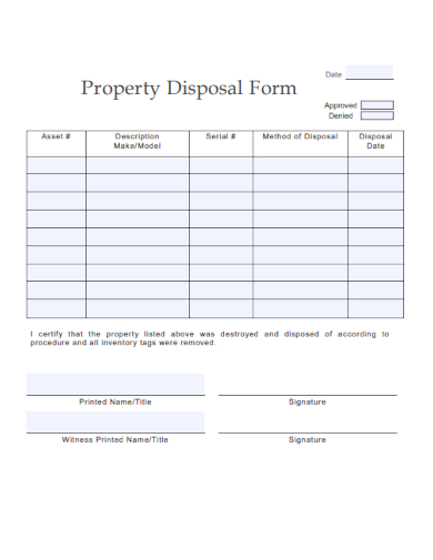 sample property disposal form template