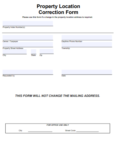 sample property location correction form template