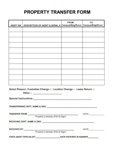 sample property transfer form template