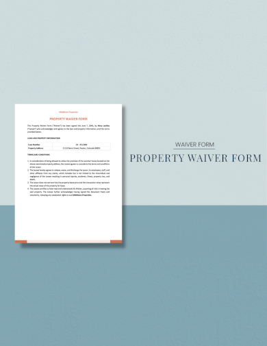 sample property waiver form template