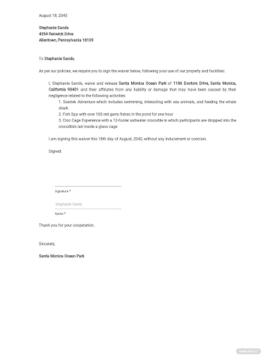 sample property waiver letter template