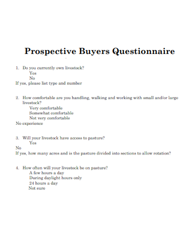 sample prospective buyers questionnaire template