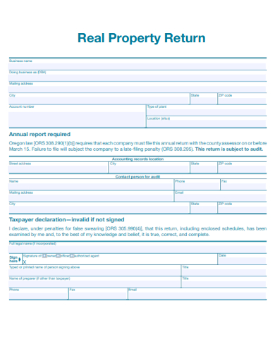 sample real property return form template