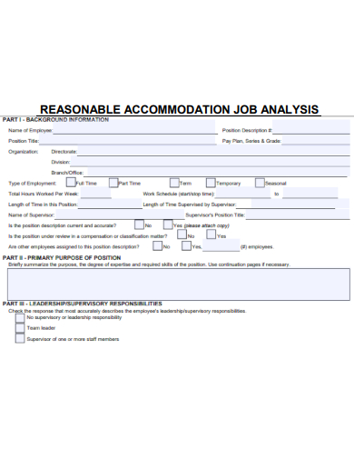 sample reasonable accommodation job analysis form template