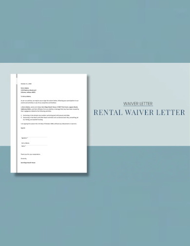 sample rental waiver letter template