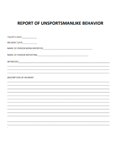 sample report of unsportsmanlike behavior template