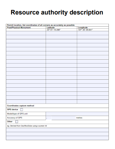 sample resource authority description form template