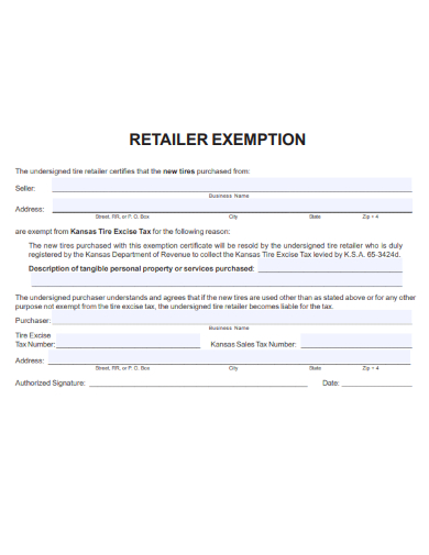 sample retailer exemption form template