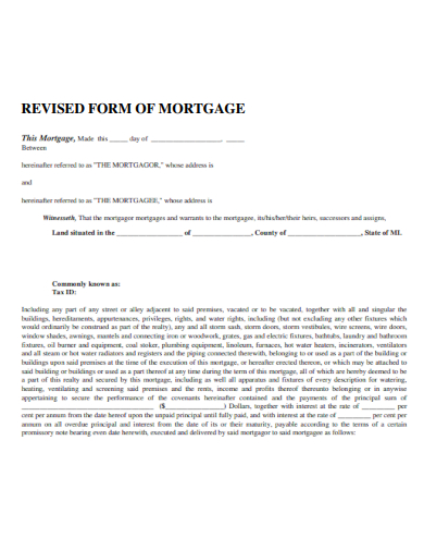 sample revised form of mortgage template