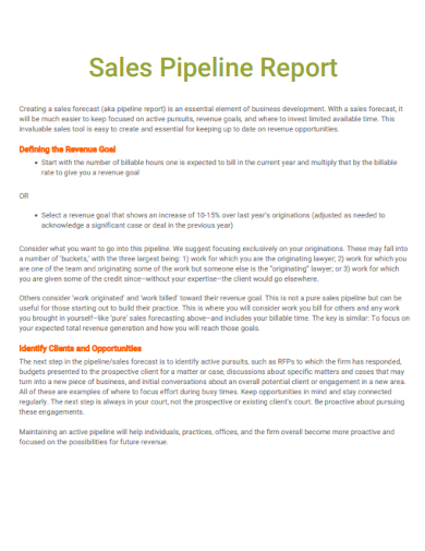 sample sales pipeline report template