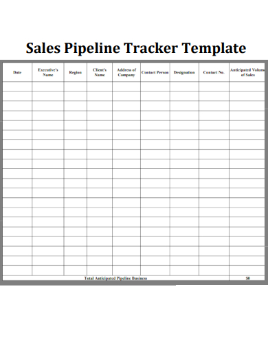 sample sales pipeline tracker template