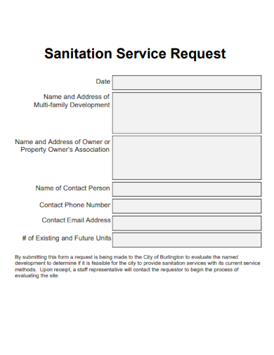 sample sanitation service request template