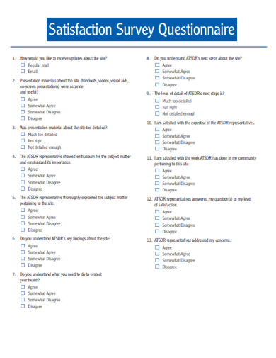 sample satisfaction survey questionnaire template