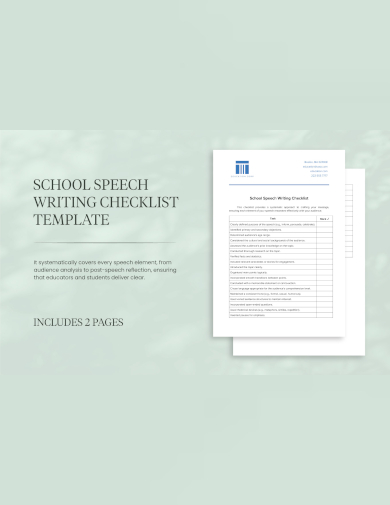 sample school speech writing checklist template
