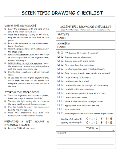 sample scientific drawing checklist template