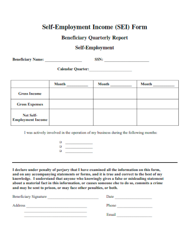 sample self employment income form template