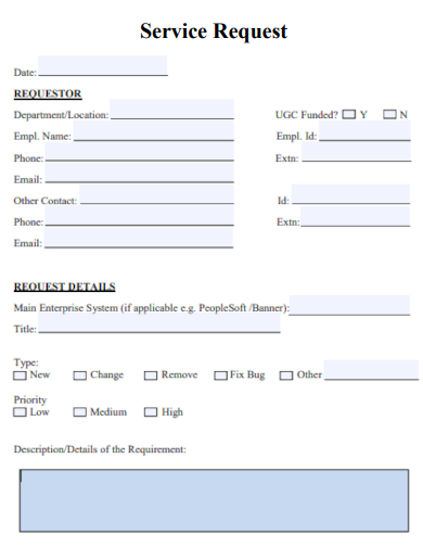 sample service request basic template