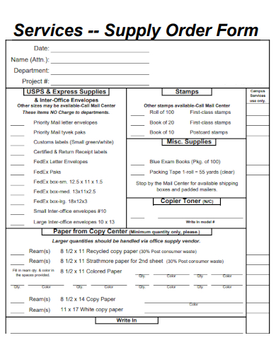 sample services supply order form template