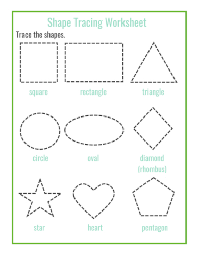 sample shape tracing worksheet template