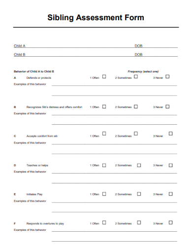 sample sibling assessment form template